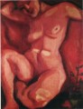 Nu rouge assis contemporain Marc Chagall